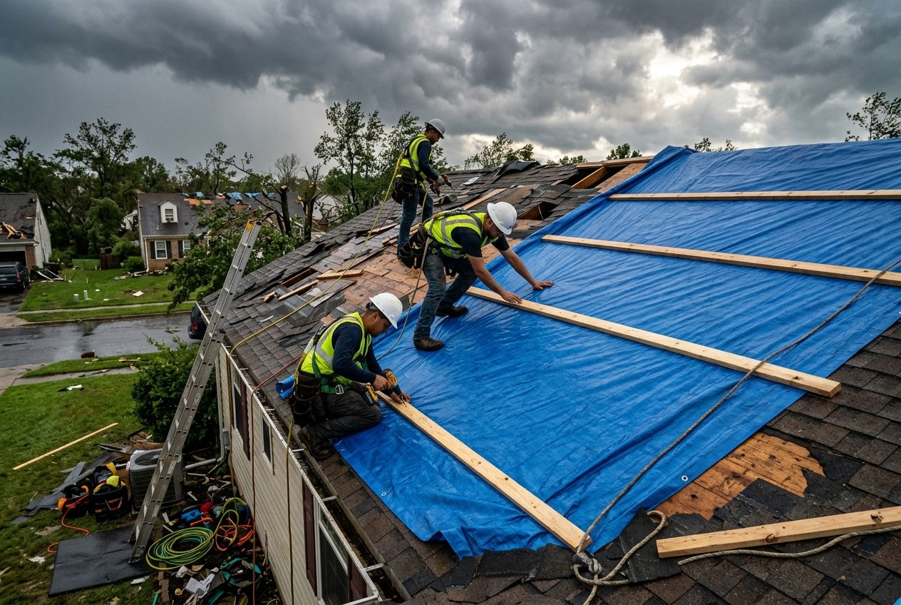 Emergency roof tarping and storm stabilization in Prince George's County